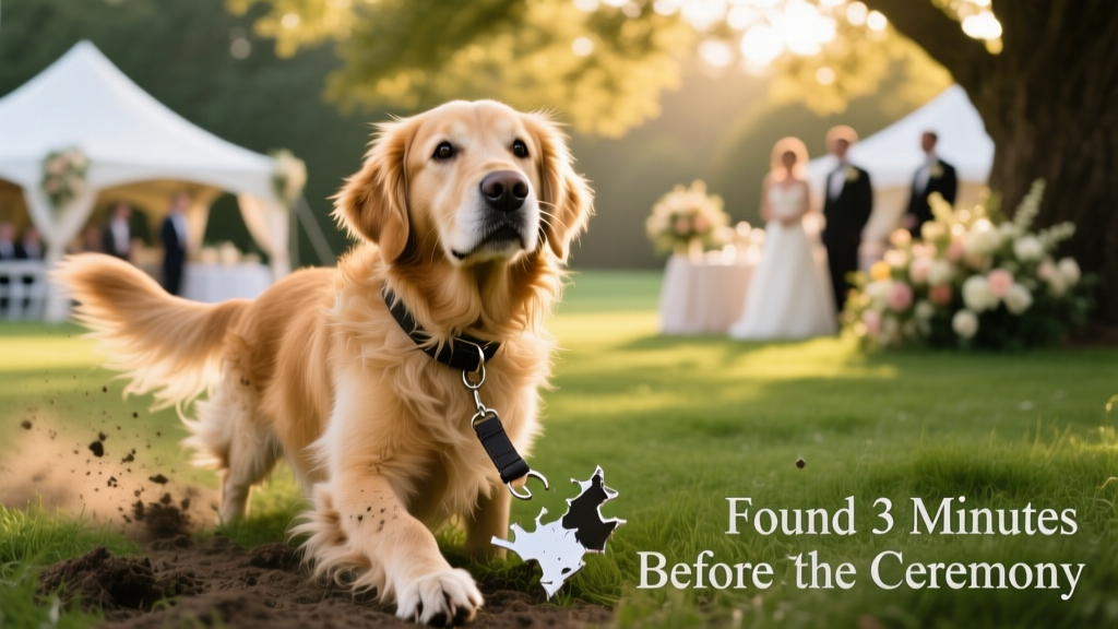 Dog Found After Wriggling Out of Collar Minutes Before Owners’ Wedding