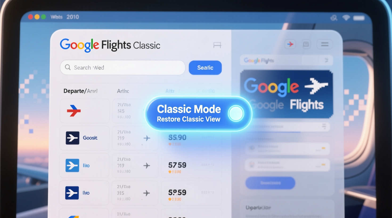 how to get google flights classic interface back