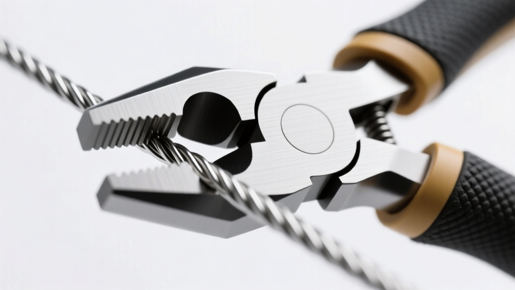 Close-up of nylon jaw pliers gripping a 20-gauge Argentium silver wire loop without tool marks under bright, focused studio light.