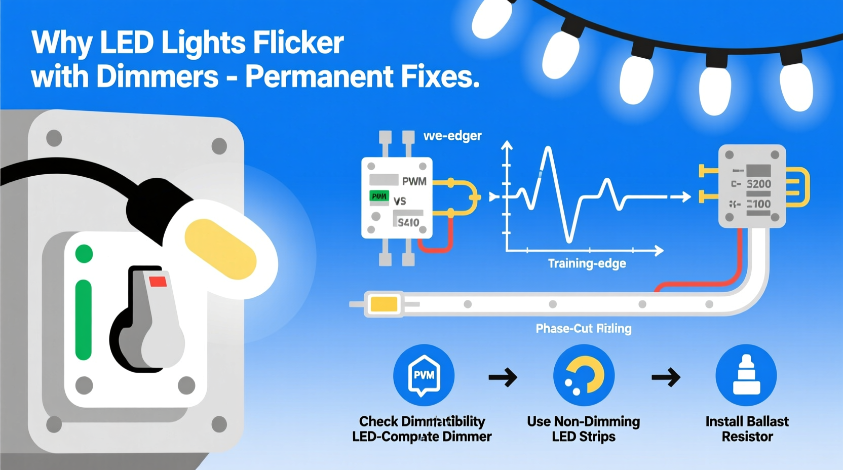 why do led christmas lights flicker when used with dimmer switches and how to fix it permanently
