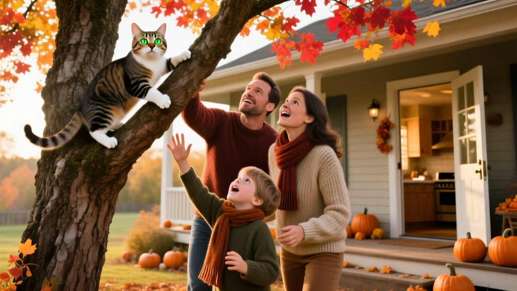 Family Spends Thanksgiving Trying to Rescue Beloved Cat (and Human) from a Tree