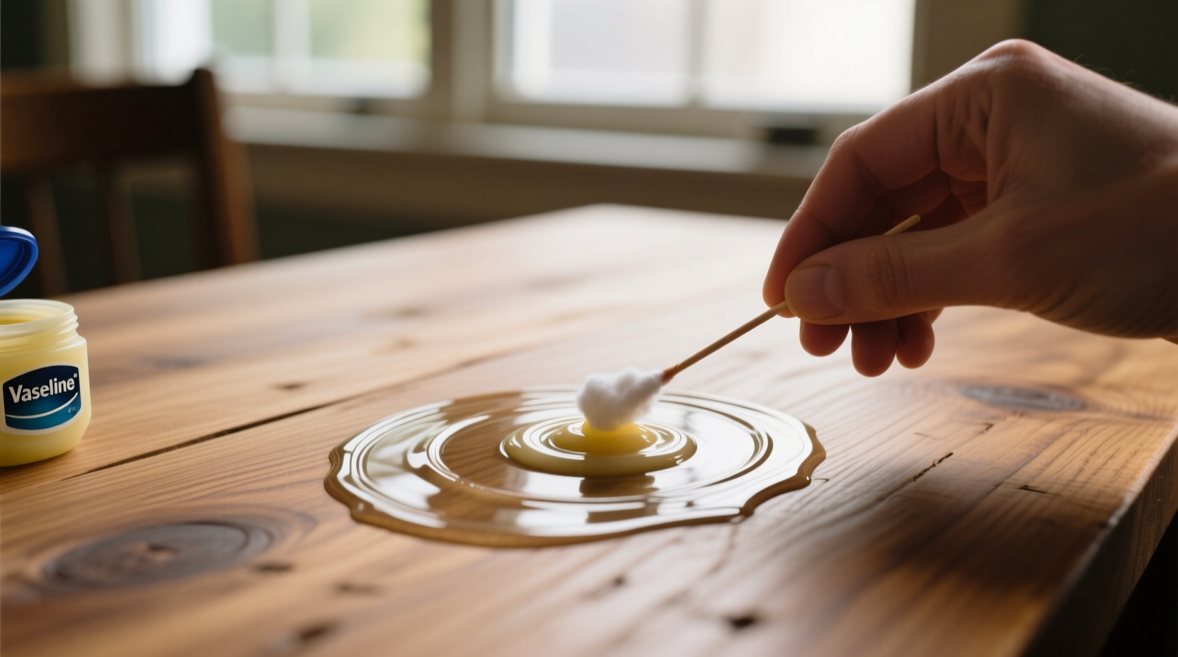 how to use vaseline to remove water rings on wood