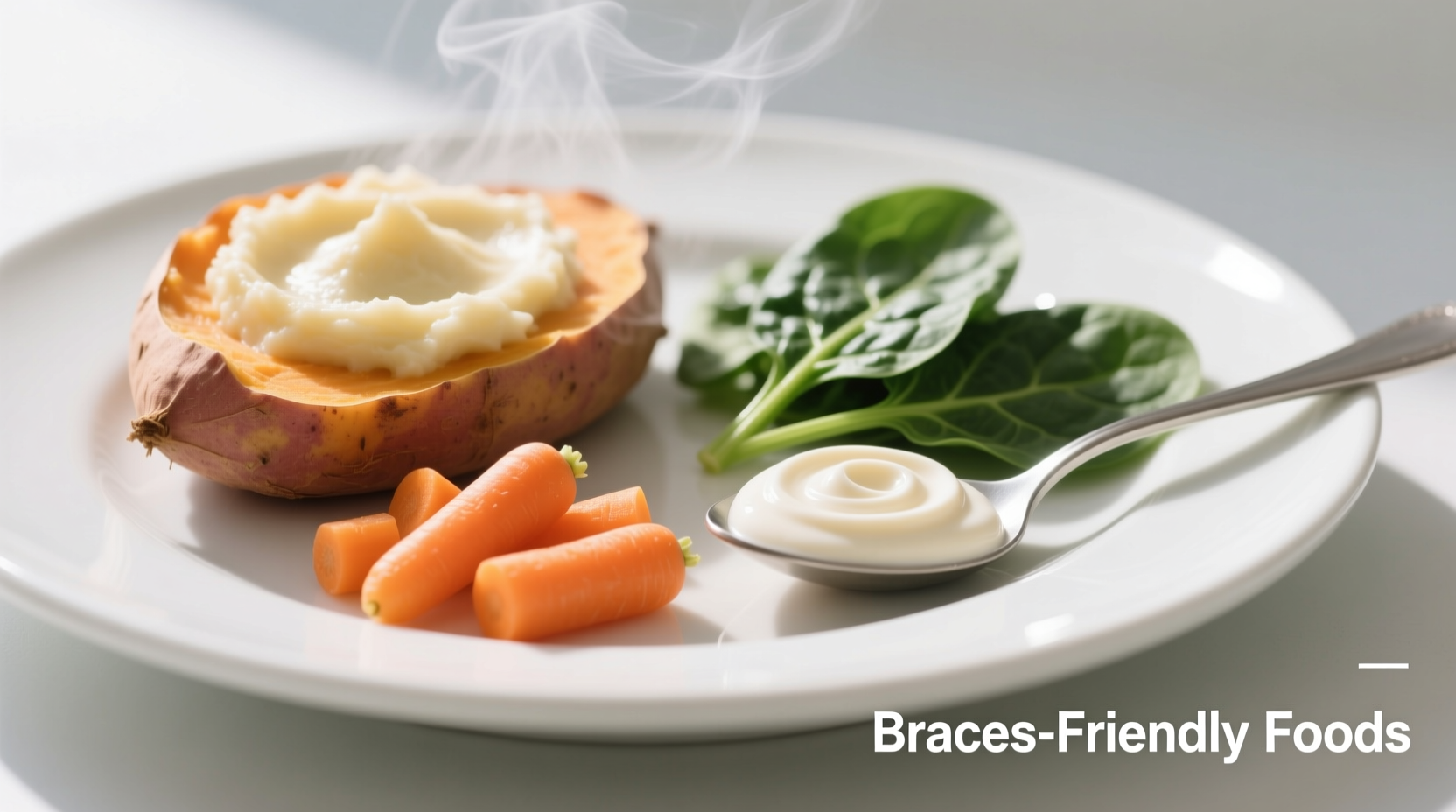Close-up of safe soft foods for braces wearers