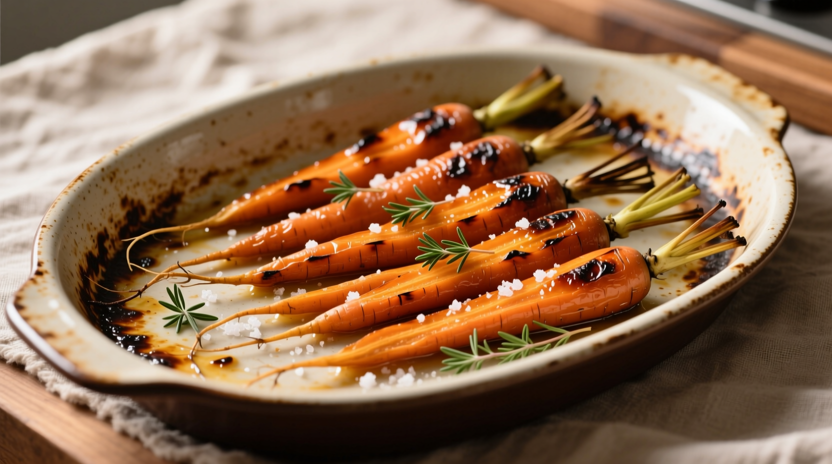 Perfectly roasted carrots on baking sheet
