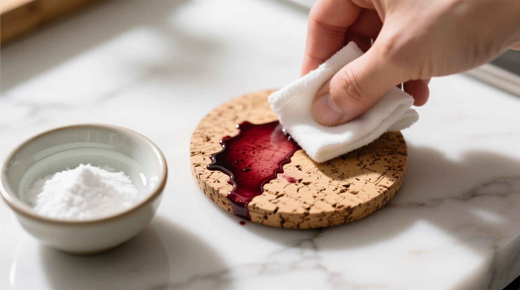 eco friendly cleaning tips red wine on cork coasters