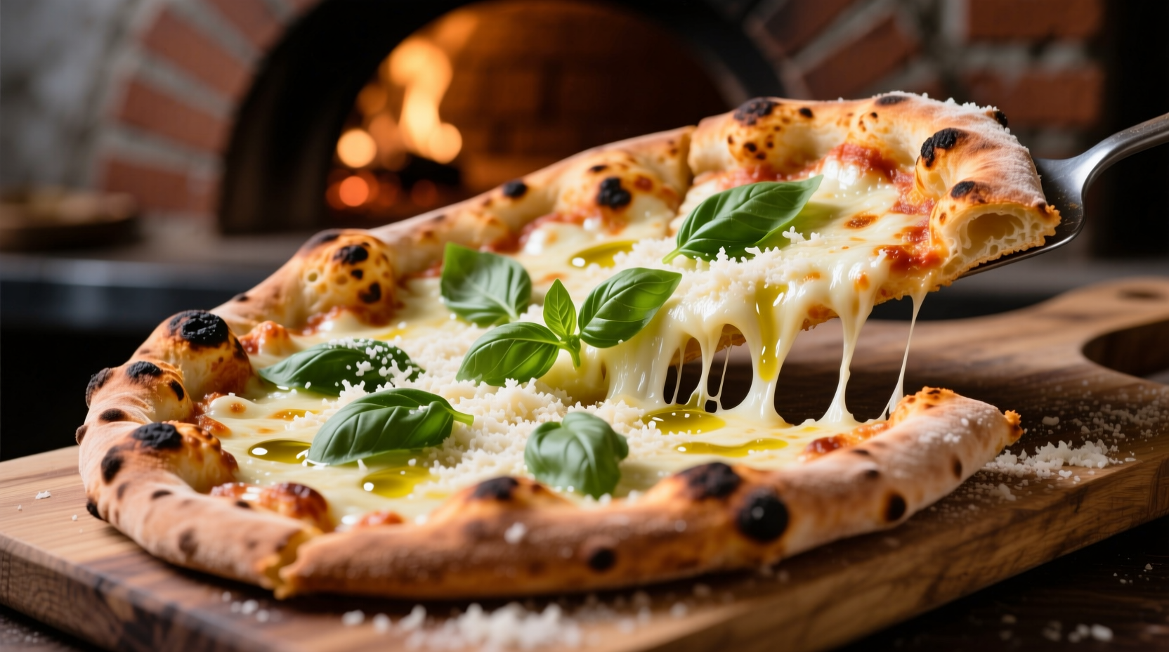 Perfectly cooked pizza with golden crust and bubbling cheese