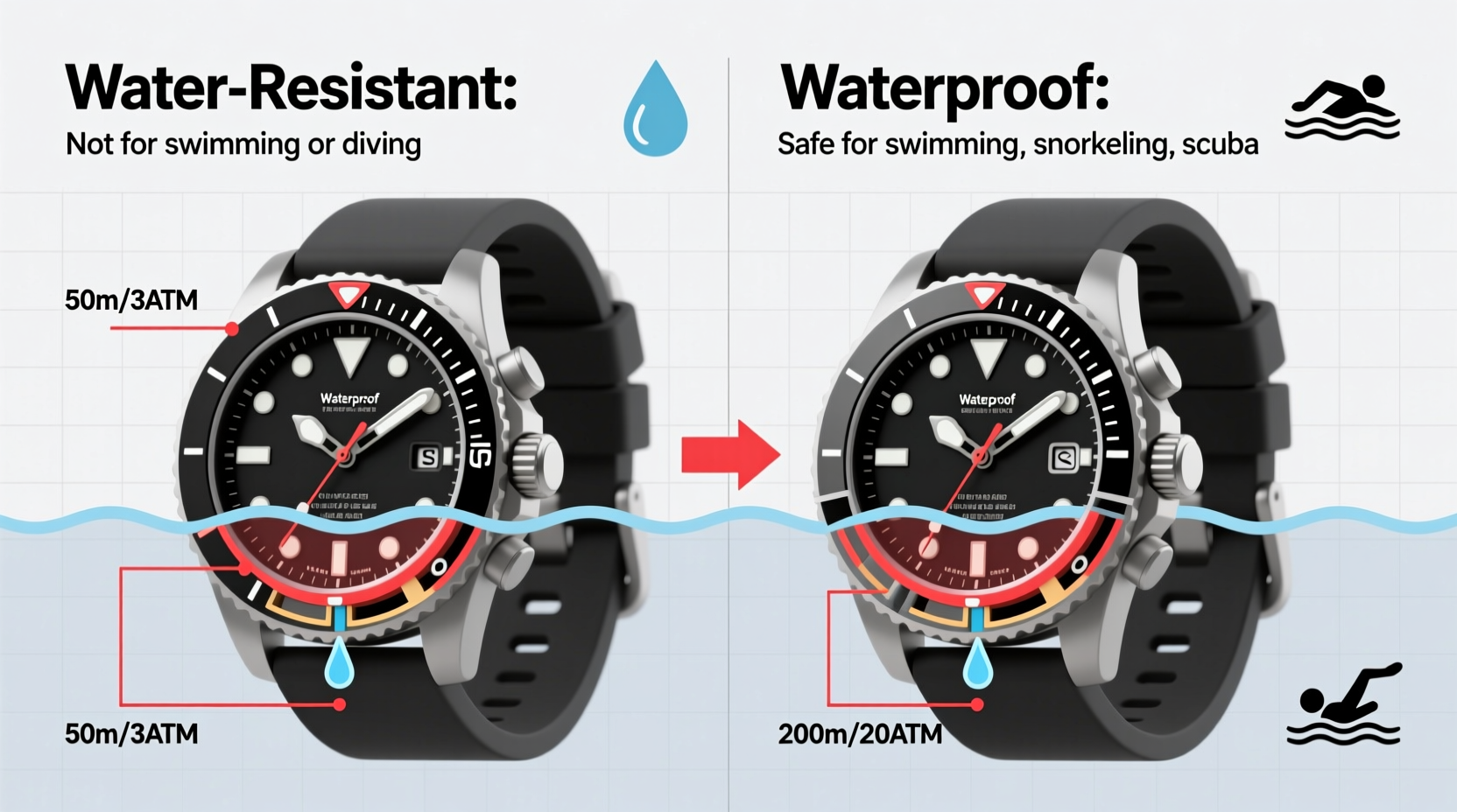 what makes a watch water resistant vs waterproof key differences