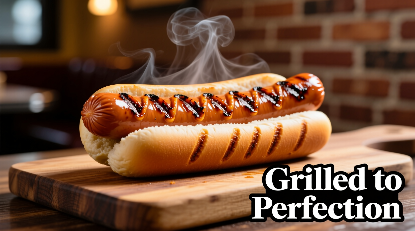 Perfectly grilled frankfurter hot dogs with crosshatch marks