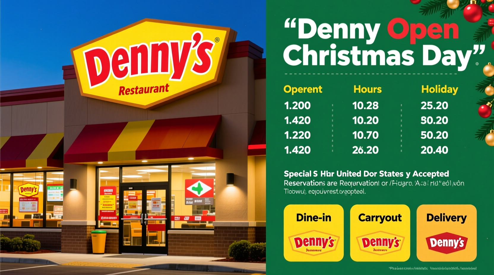 is dennys restaurant open on christmas day