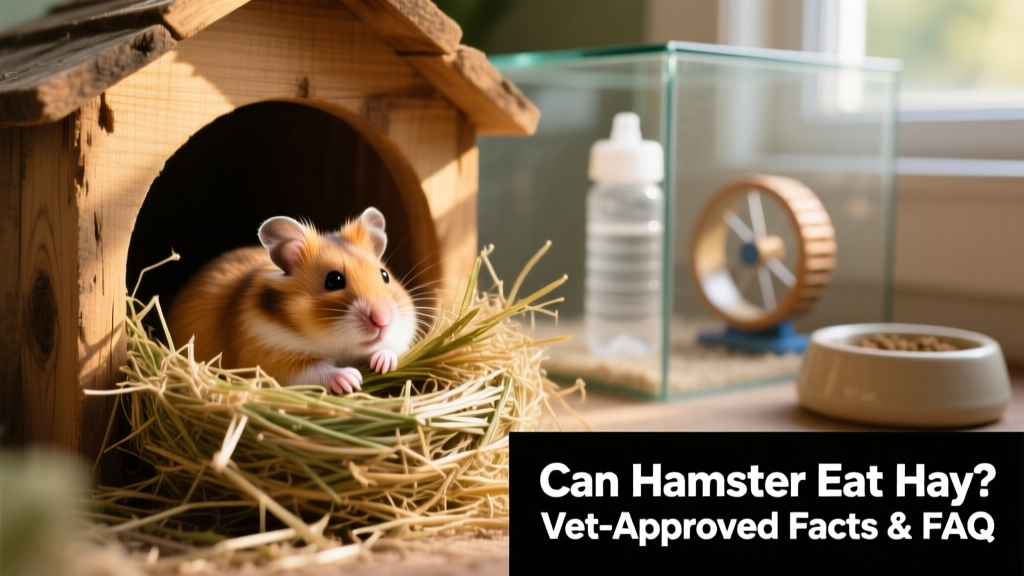 Hamster nest built from timothy hay inside a wooden hideout