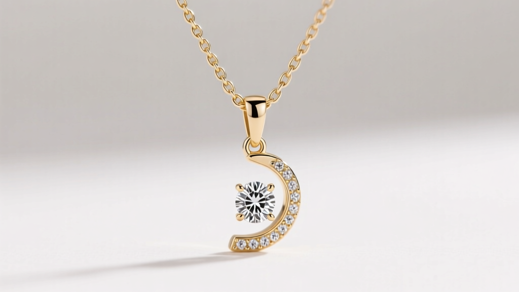 A 1.0mm solid wheat chain in 18k white gold threaded through the bail of a curved journey diamond pendant, showing secure fit