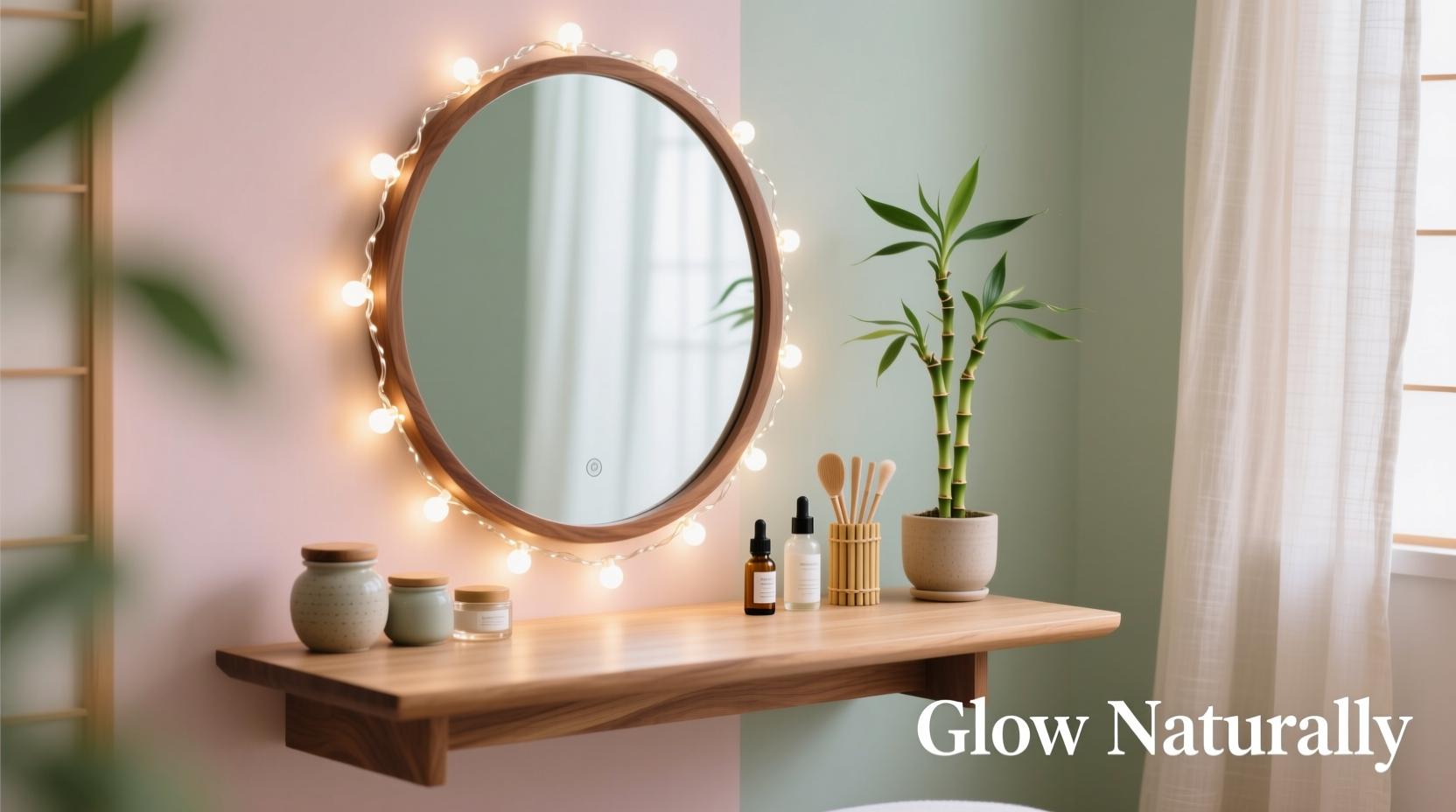 how to integrate fairy lights into your skincare routine vanity mirror setup