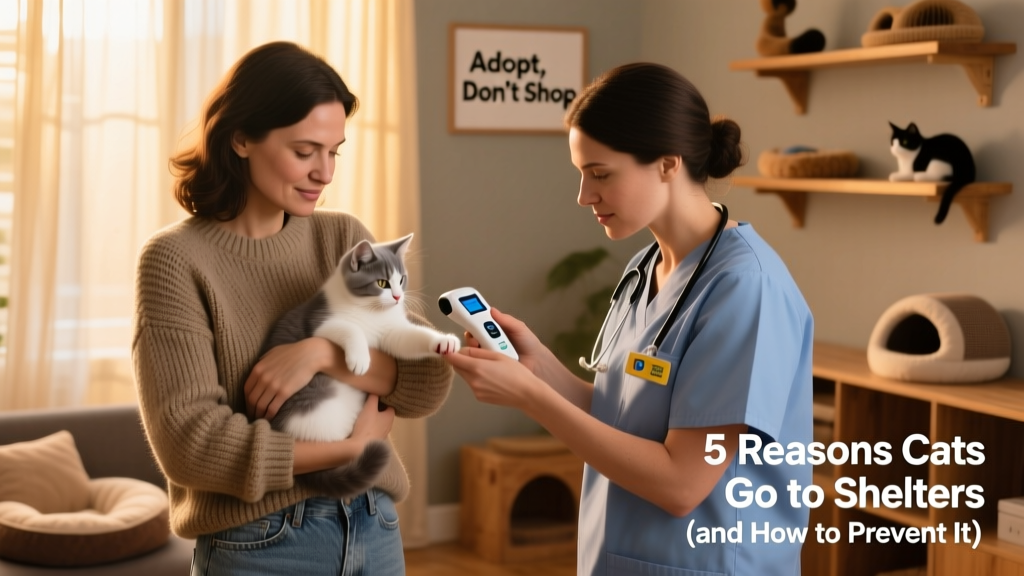 A person gently holding a kitten while a veterinarian examines it during a wellness checkup