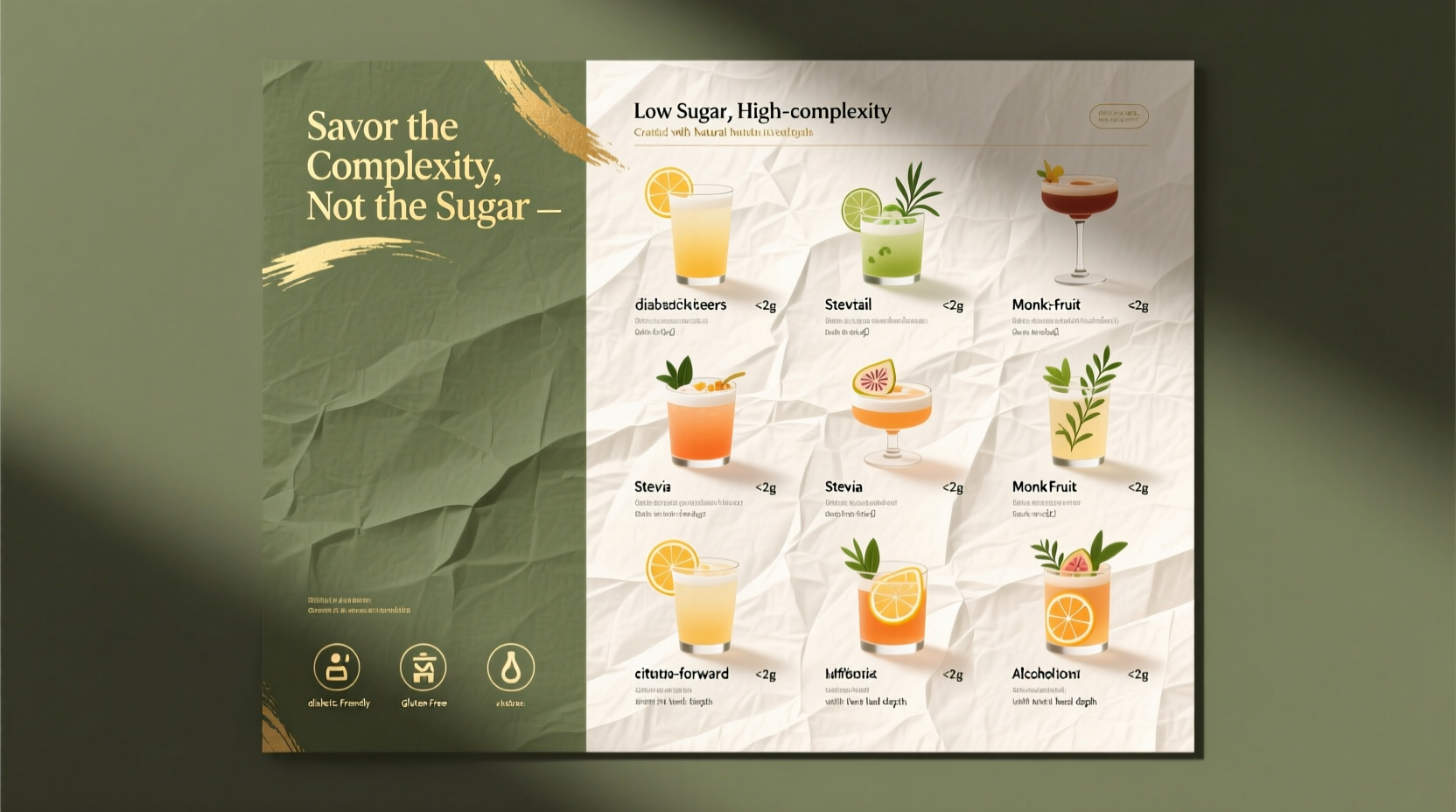how to create a low-sugar cocktail menu for diabetic guests without sacrificing complexity