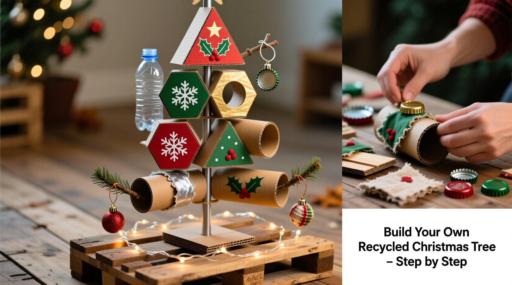 how to build a modular christmas tree from recycled materials