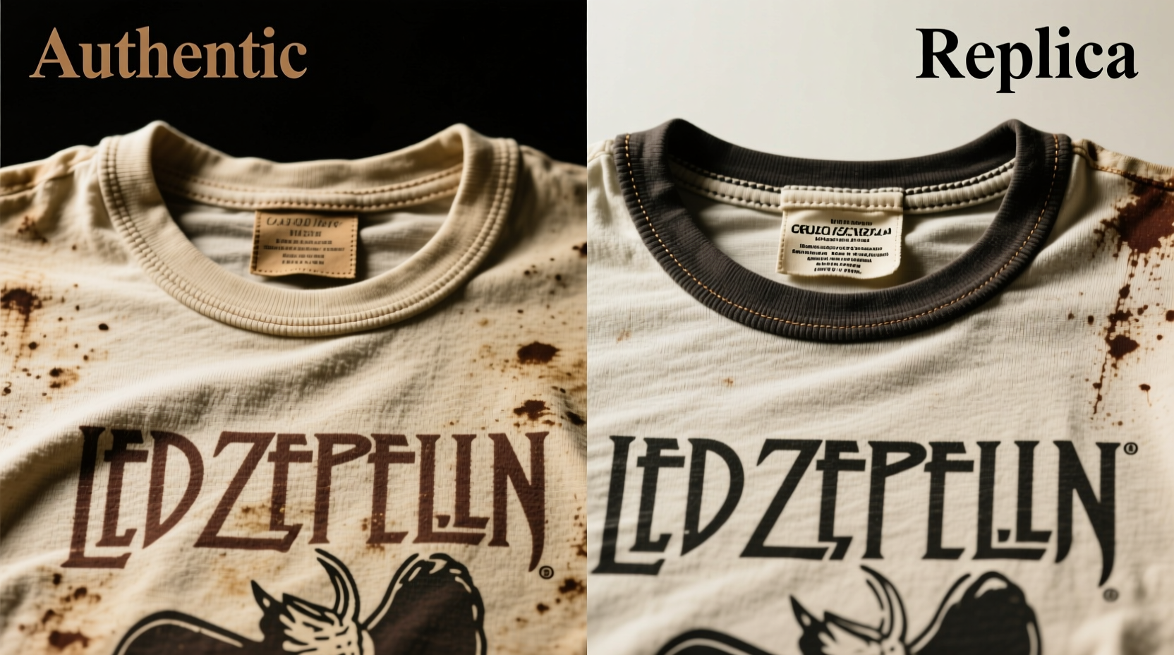 how to tell if a vintage band tee is authentic or just printed to look old