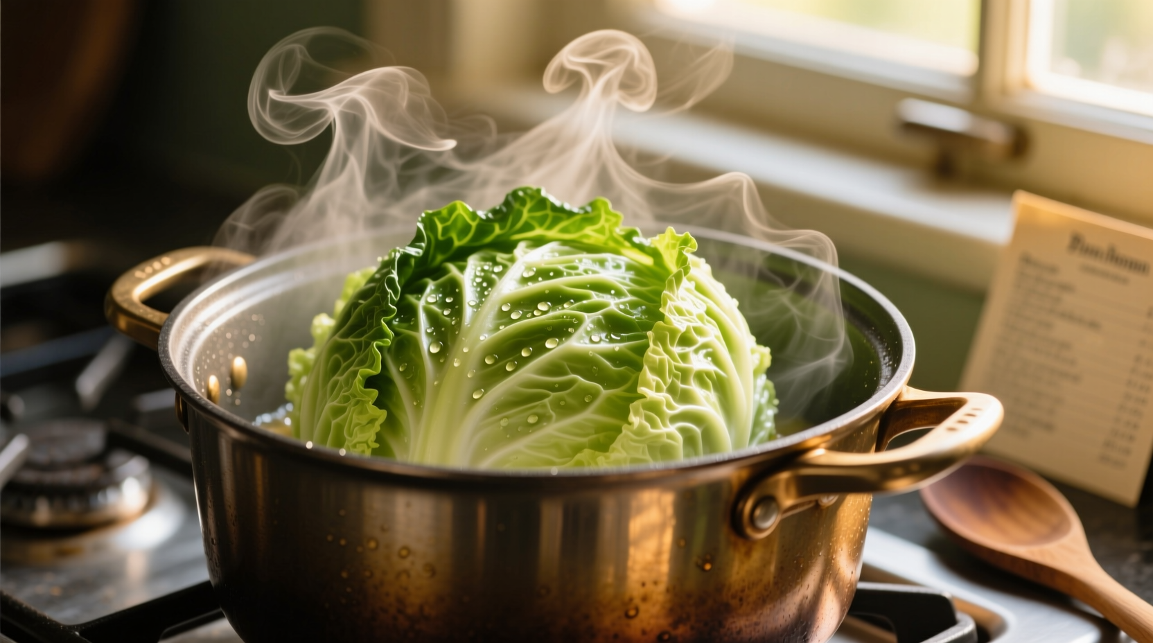 Freshly cooked cabbage in a steaming pot