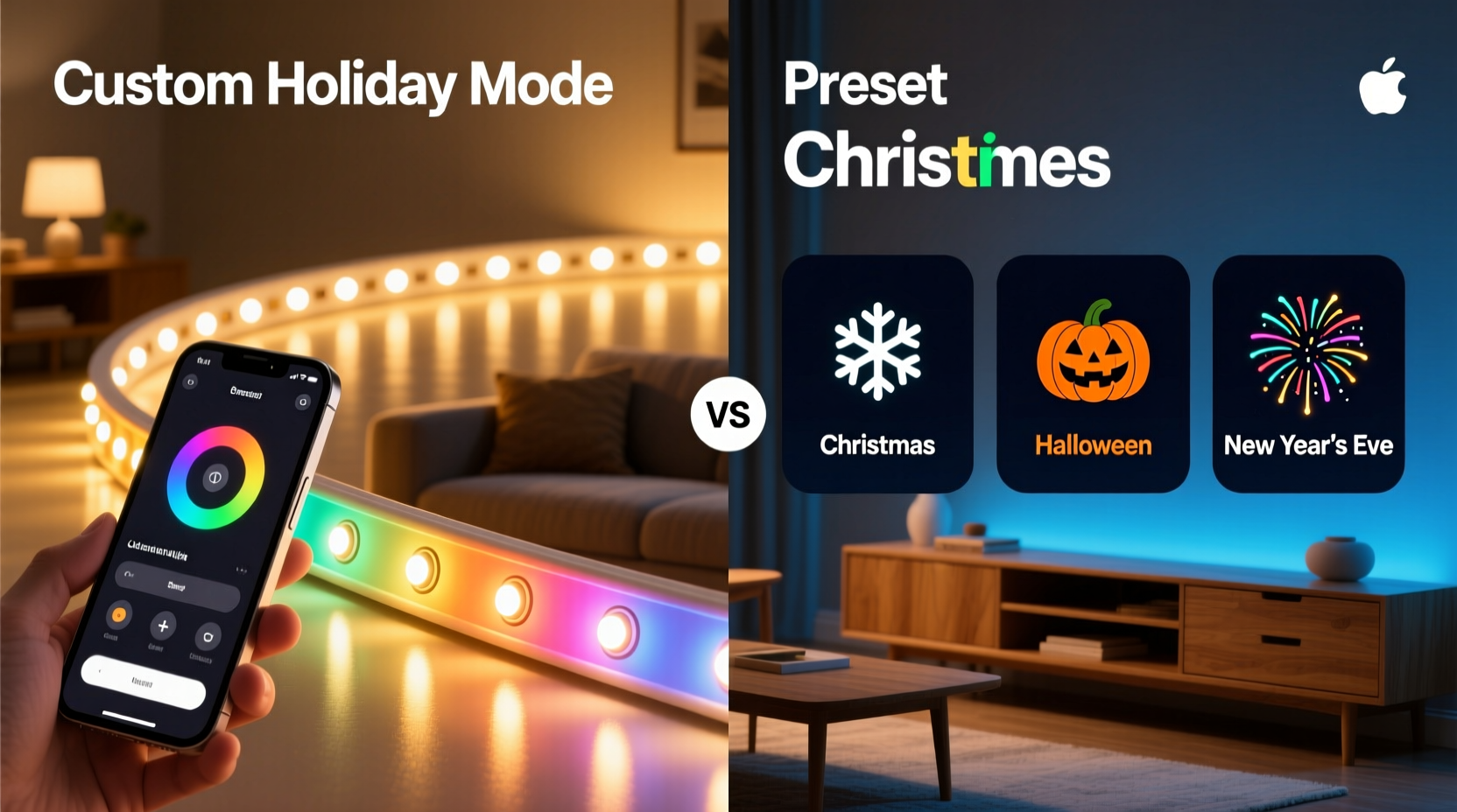 programmable light strips vs preset modes which lets you customize holidays