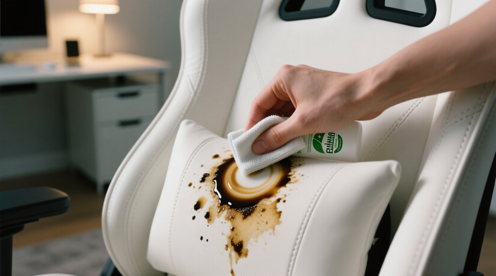 how to clean a stained white gaming chair fabric