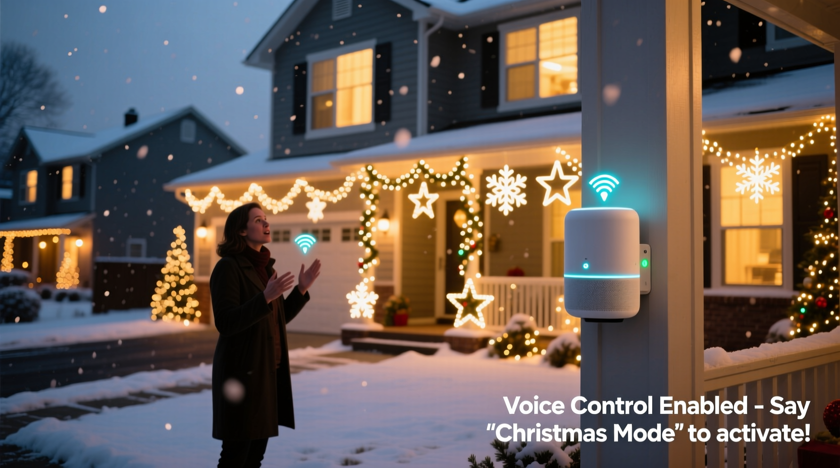 how to integrate voice commands with christmas light displays