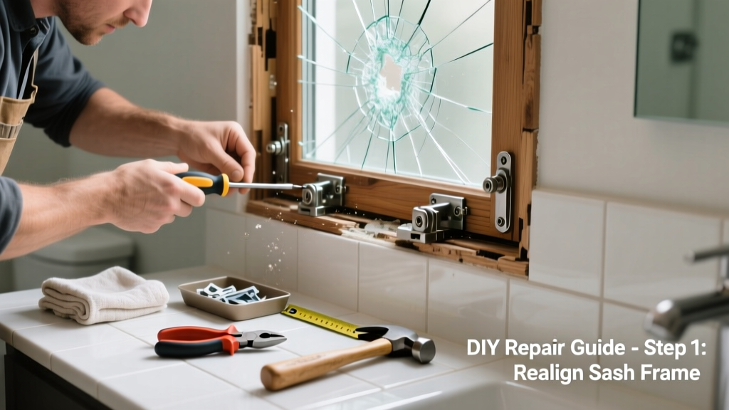 Fixing a Broken Window Sash in the Bathroom