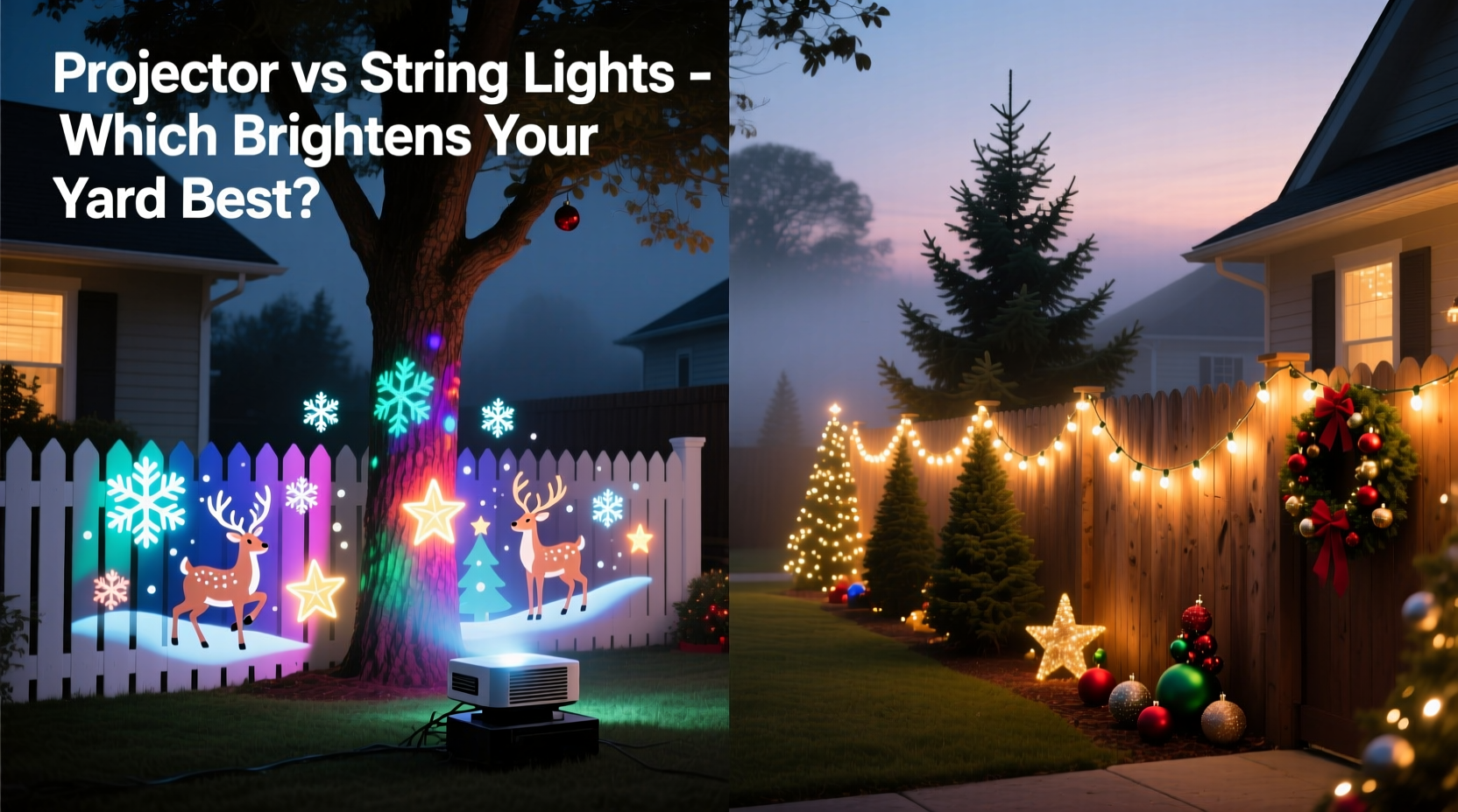projector christmas lights vs string lights which creates better yard displays