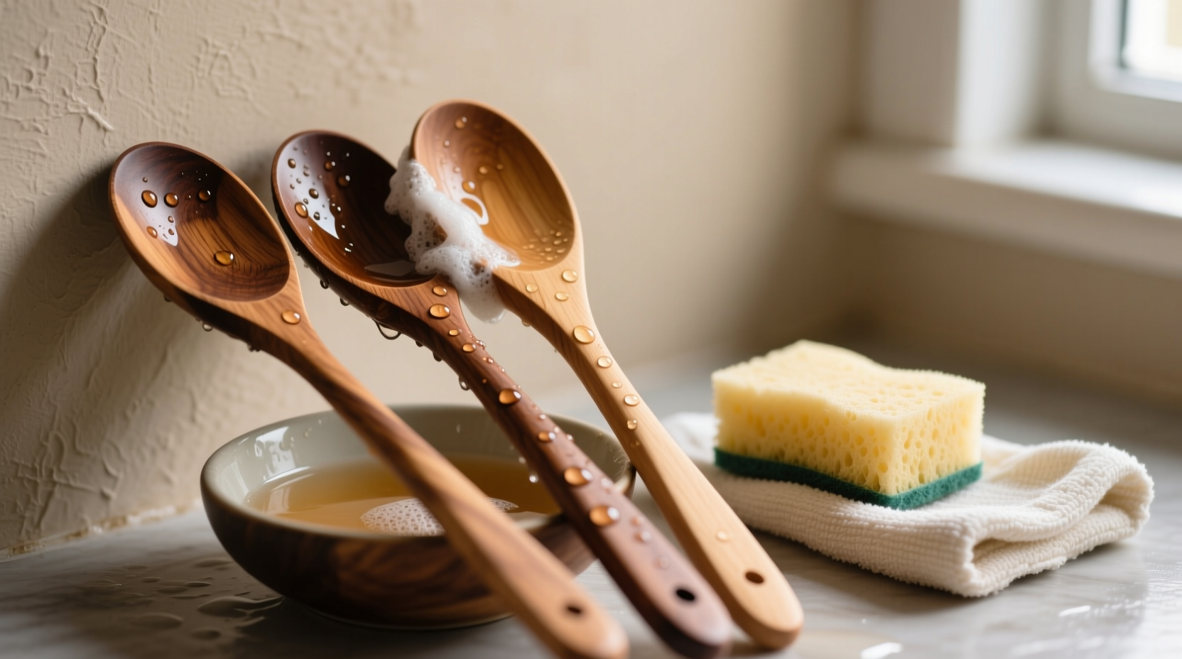 how to clean wooden spoons