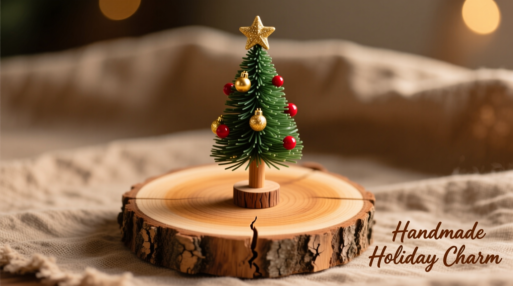 how to make a rustic wood slice base for a mini table top christmas tree