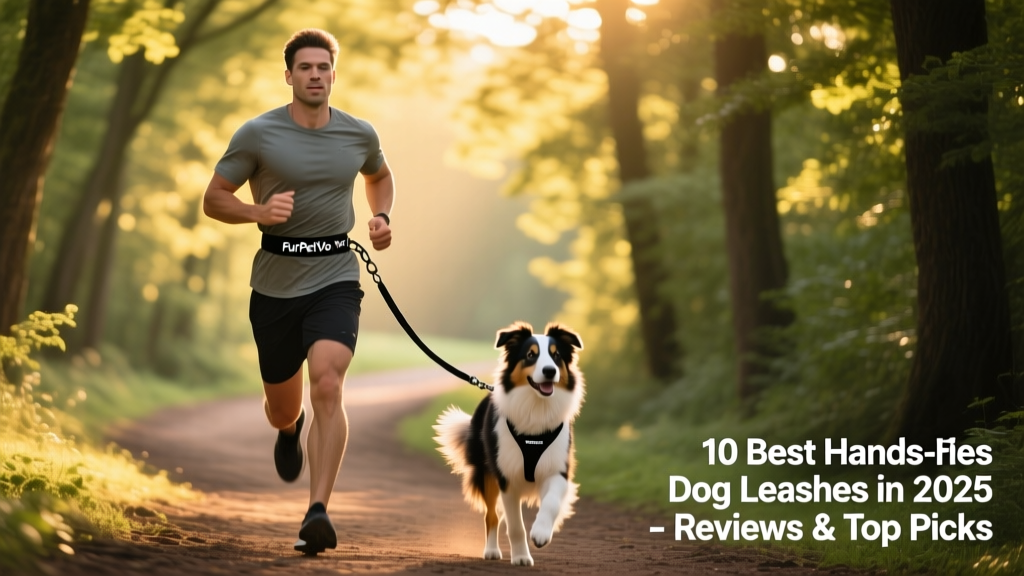 Person wearing the FurPetVo ProFlex leash while jogging on a tree-lined trail, dog comfortably beside them, waist belt snug and bungee taut but relaxed