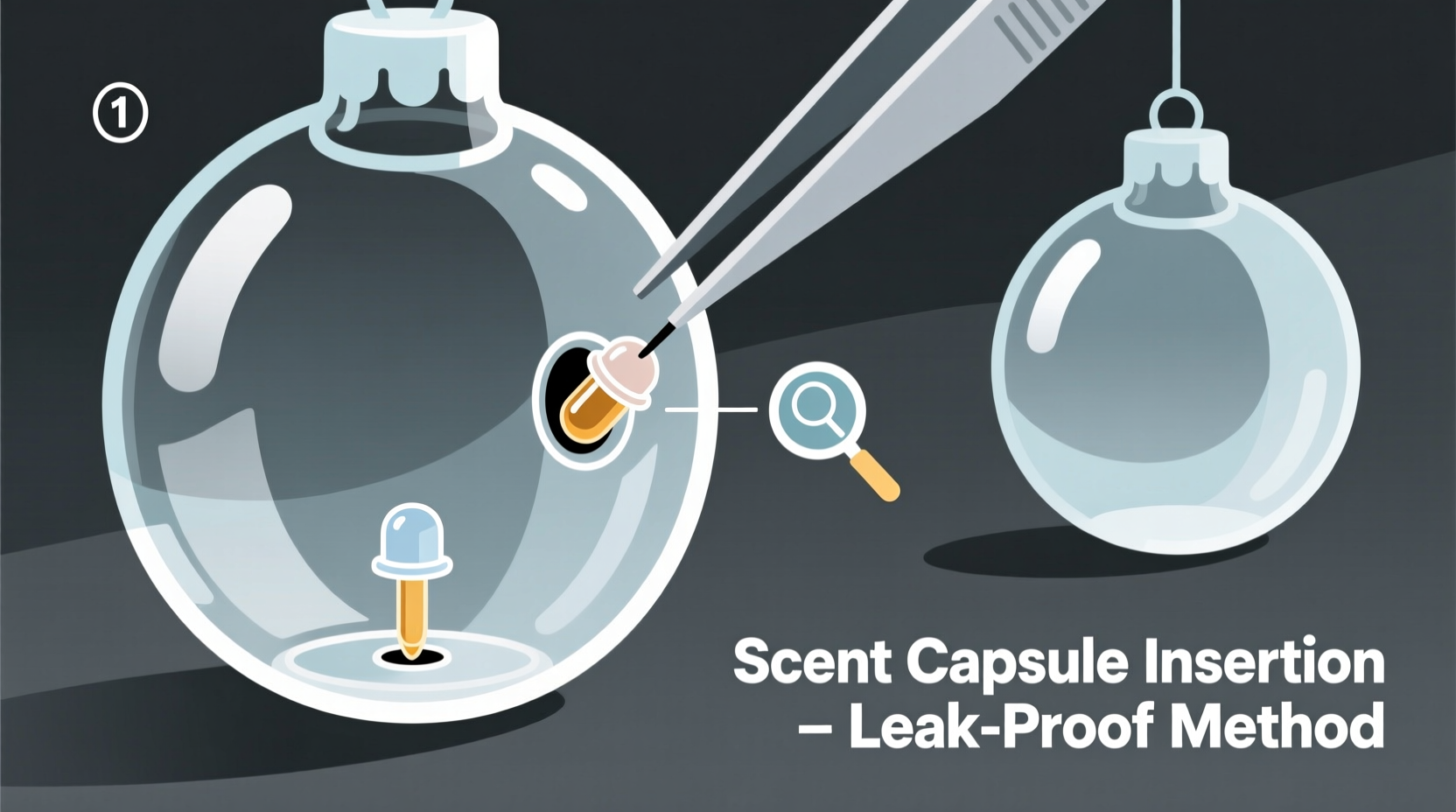 how to add subtle scent capsules inside hollow glass ornaments without leaking