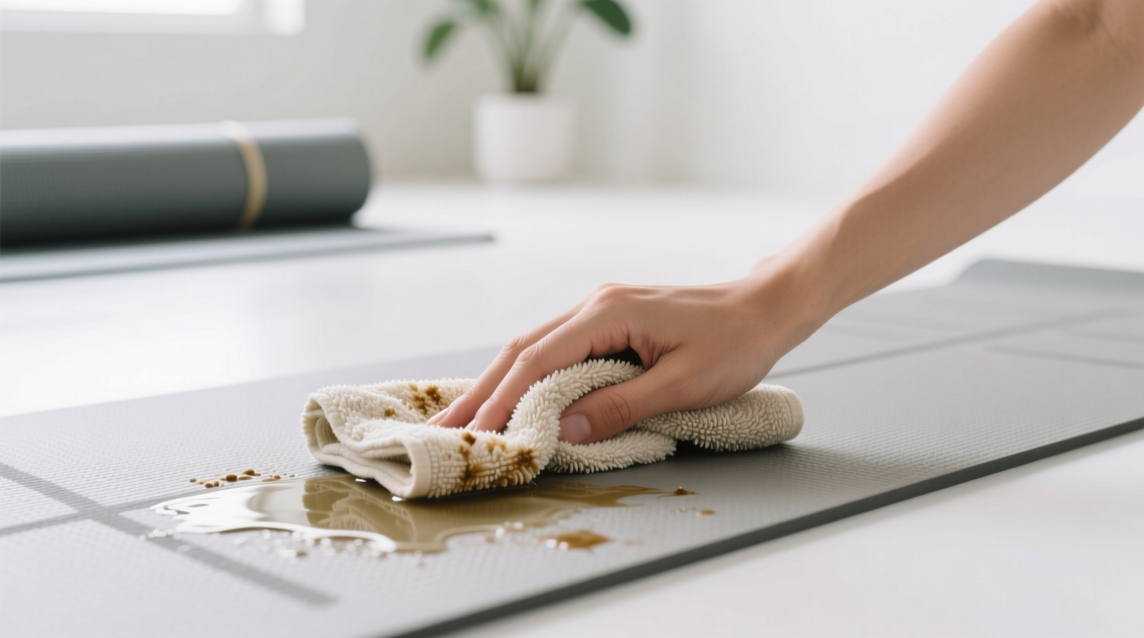 how to remove scented oil residue from yoga mat towels