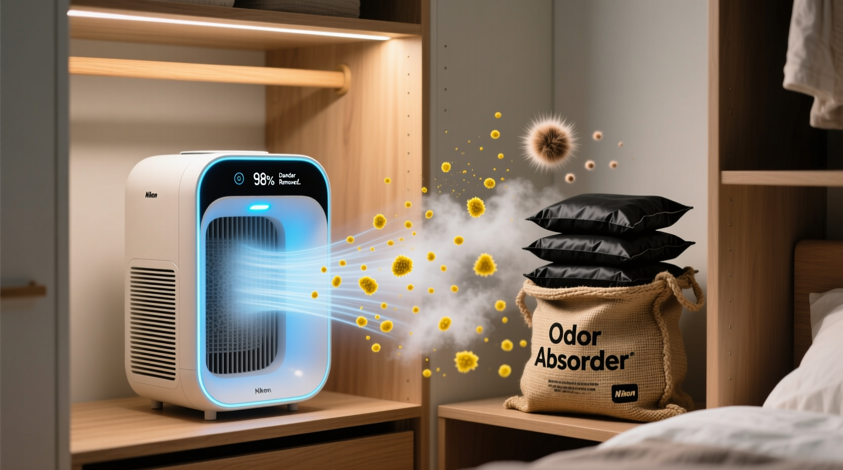 closet air purifier vs charcoal bags for pet dander