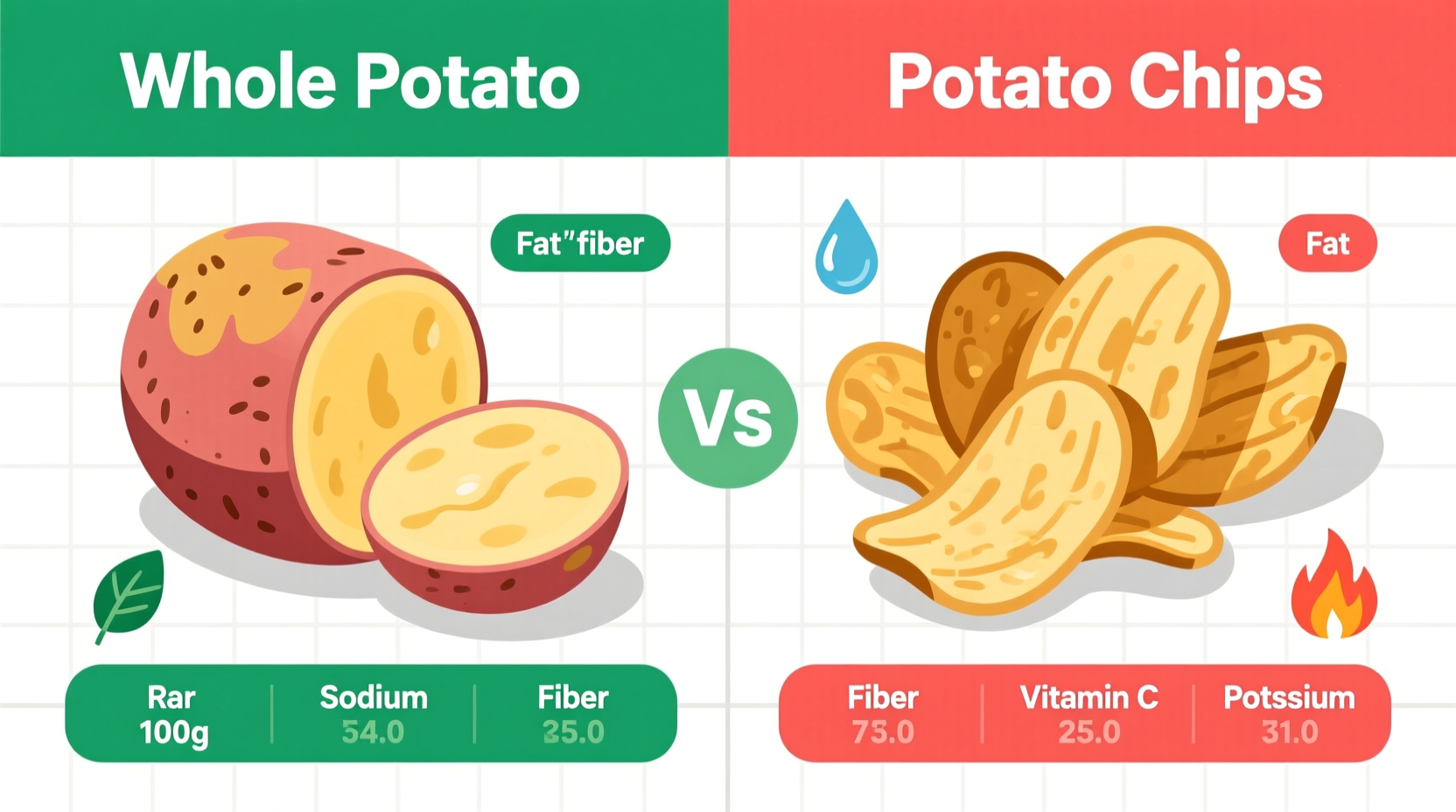 Nutritional comparison of potato chips versus whole potatoes