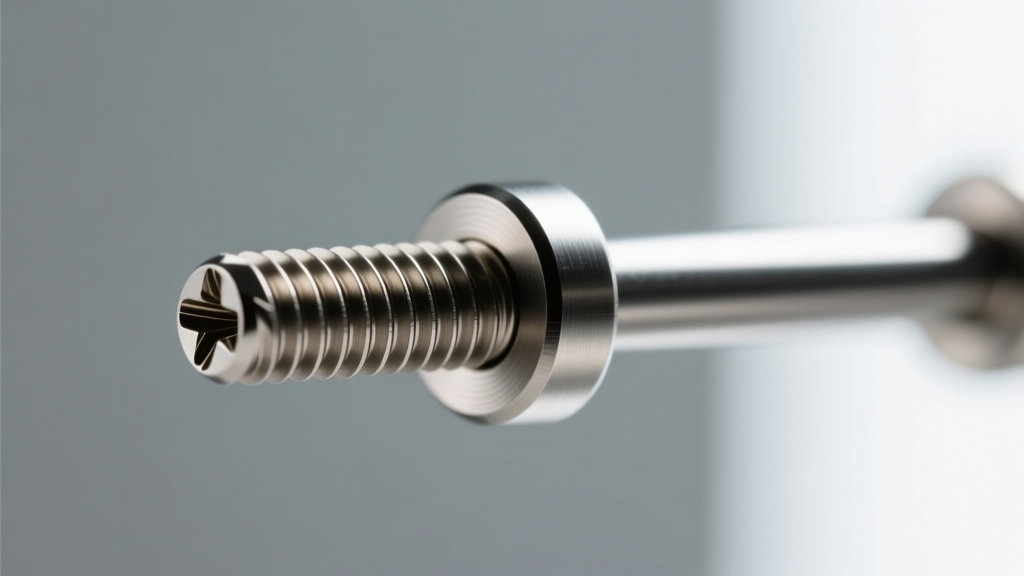 Extreme close-up of a 16-gauge internally threaded titanium barbell showing the smooth screw mechanism designed to protect tissue.