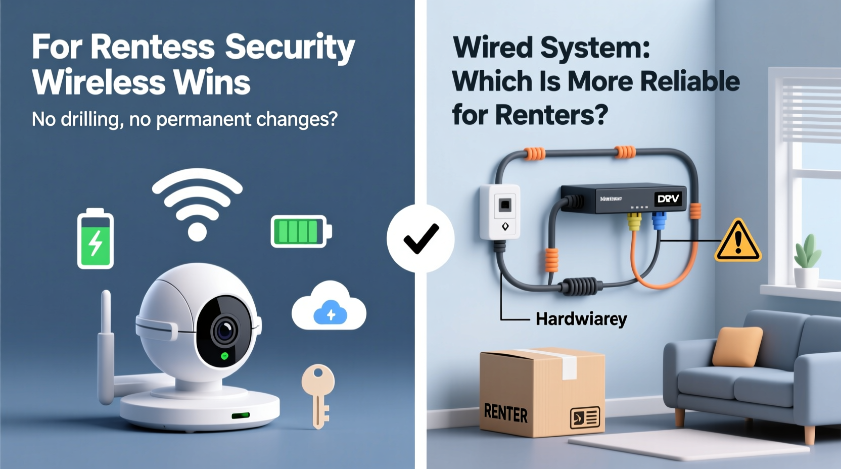 wireless security camera vs wired system which is more reliable for renters