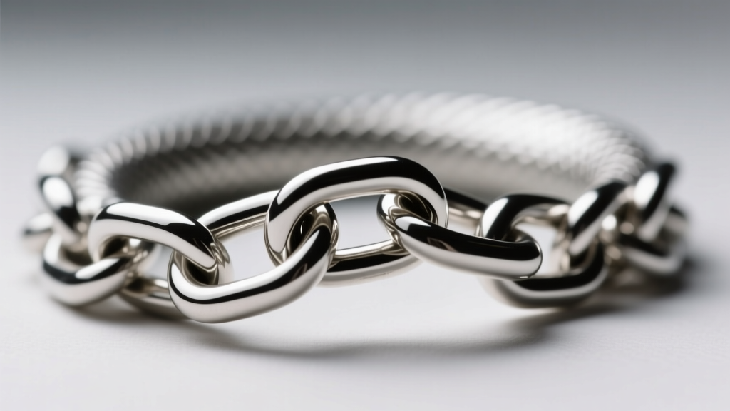 Macro shot of a 2mm silver snake chain showing tightly interlocking wavy metal bands forming its flexible tube structure