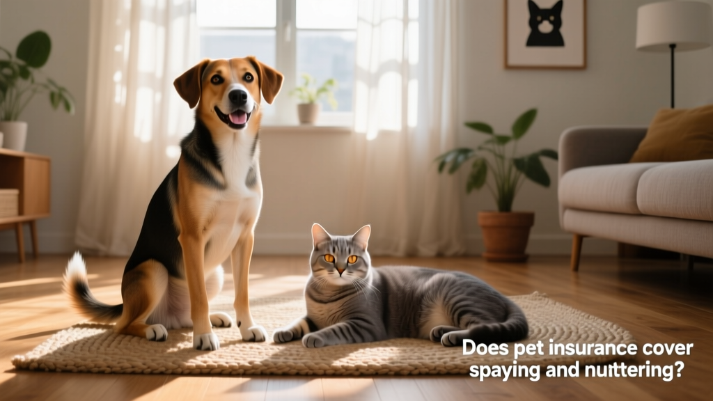 Side-by-side comparison showing a healthy, well-socialized dog and a calm, contented cat—illustrating behavioral benefits of spaying and neutering