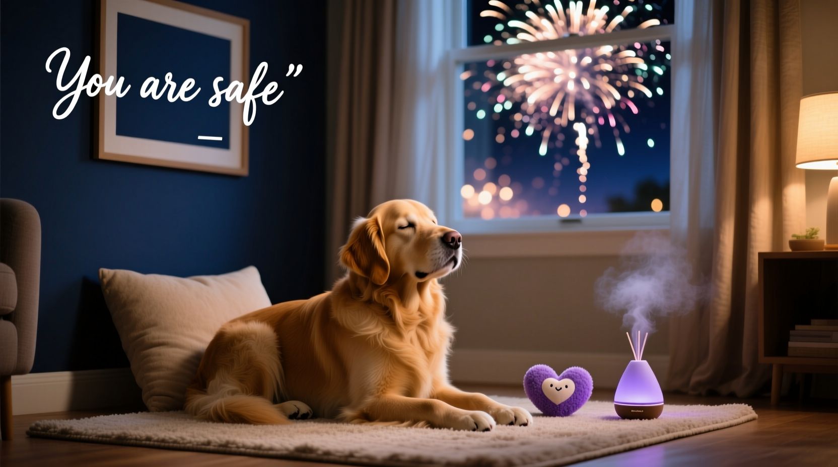 how to calm an anxious pet during fireworks without sedatives