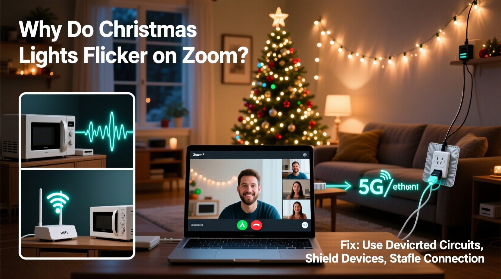 why do christmas lights flicker on zoom calls and how to fix it