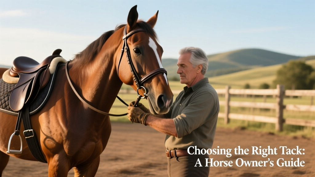 Rider adjusting a neoprene cinch on a calm Western horse before mounting