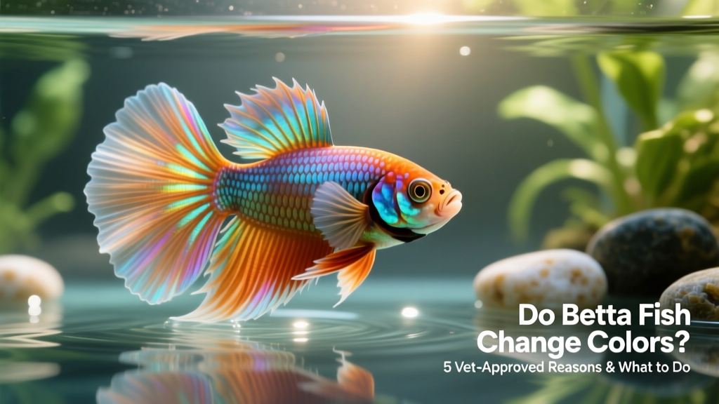 Close-up of a healthy, brightly colored betta fish flaring its fins in clear water