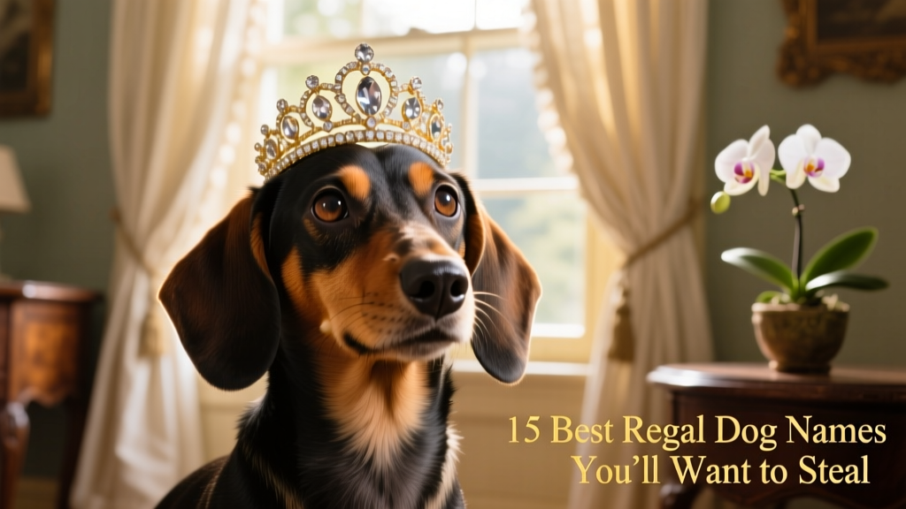 A Dachshund wearing a delicate, jeweled tiara