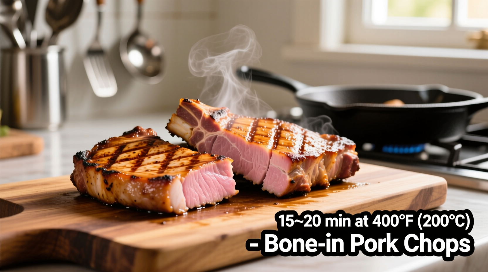 how long to cook bone in pork chops in oven