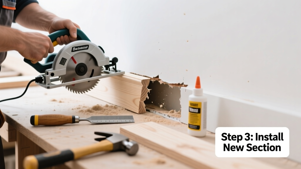 How to Replace a Damaged Baseboard Gap Section