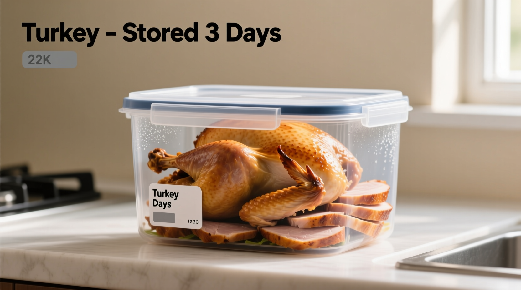 Properly stored cooked turkey in airtight containers