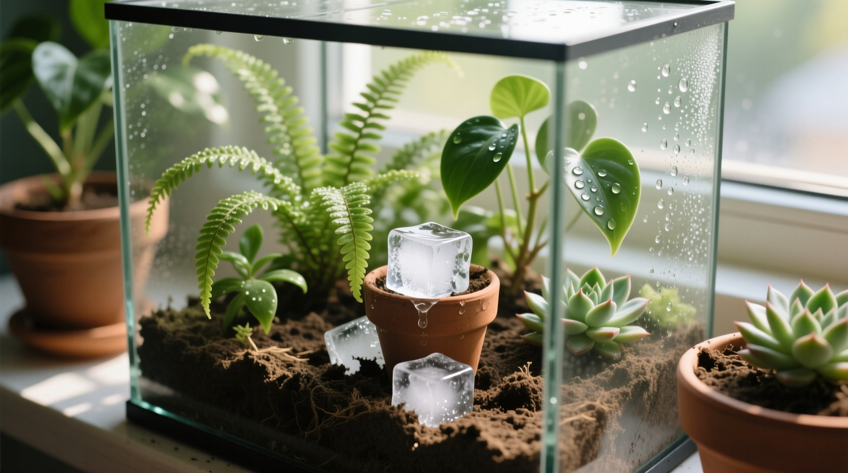 should you water your houseplants with ice cubes