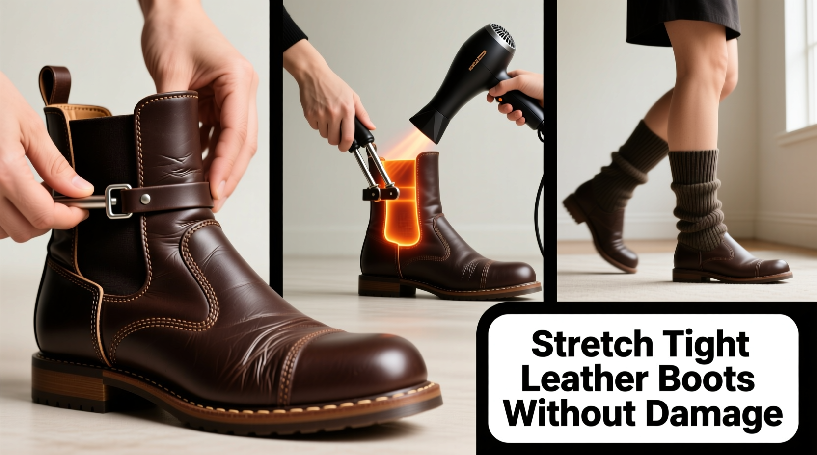 how to stretch tight leather boots without ruining the material at home