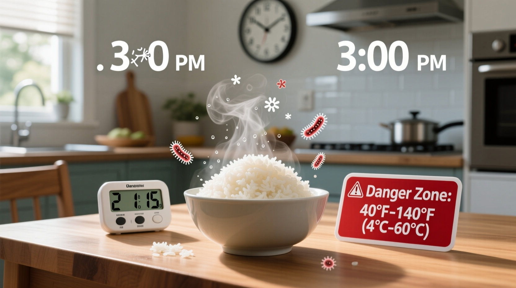 how long can cooked rice sit out