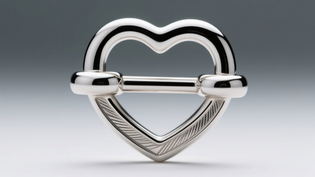 Macro photography of a sterling silver toggle clasp showing the T-bar securely inserted through a detailed heart-shaped ring loop