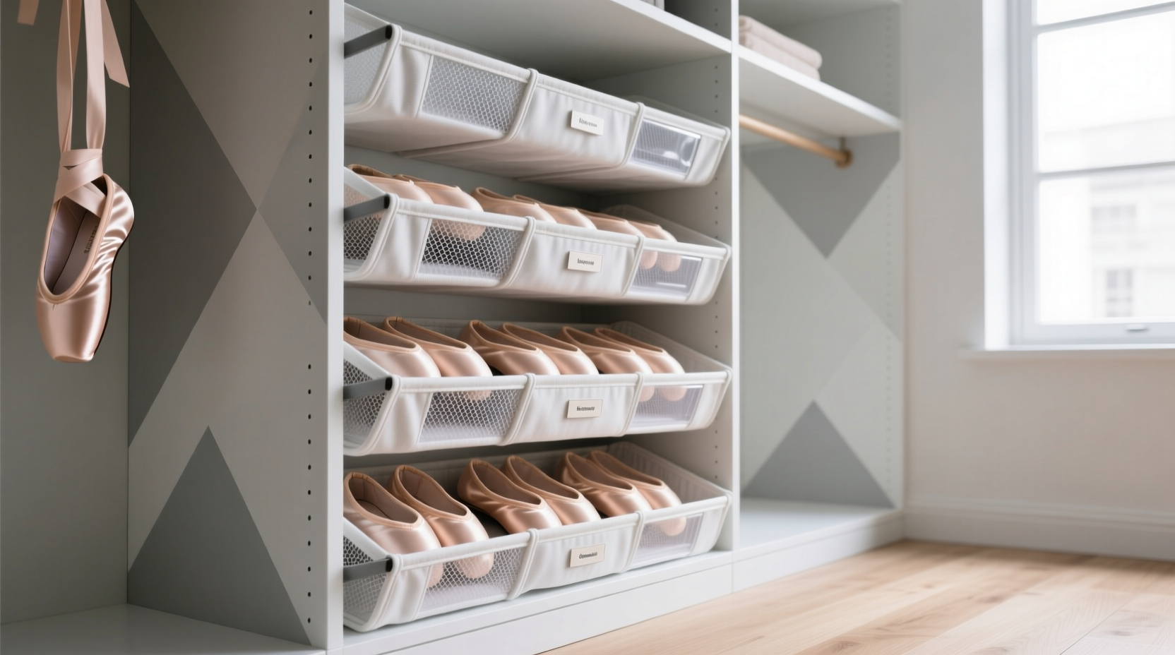 closet organization tips for ballet flats pointe shoes